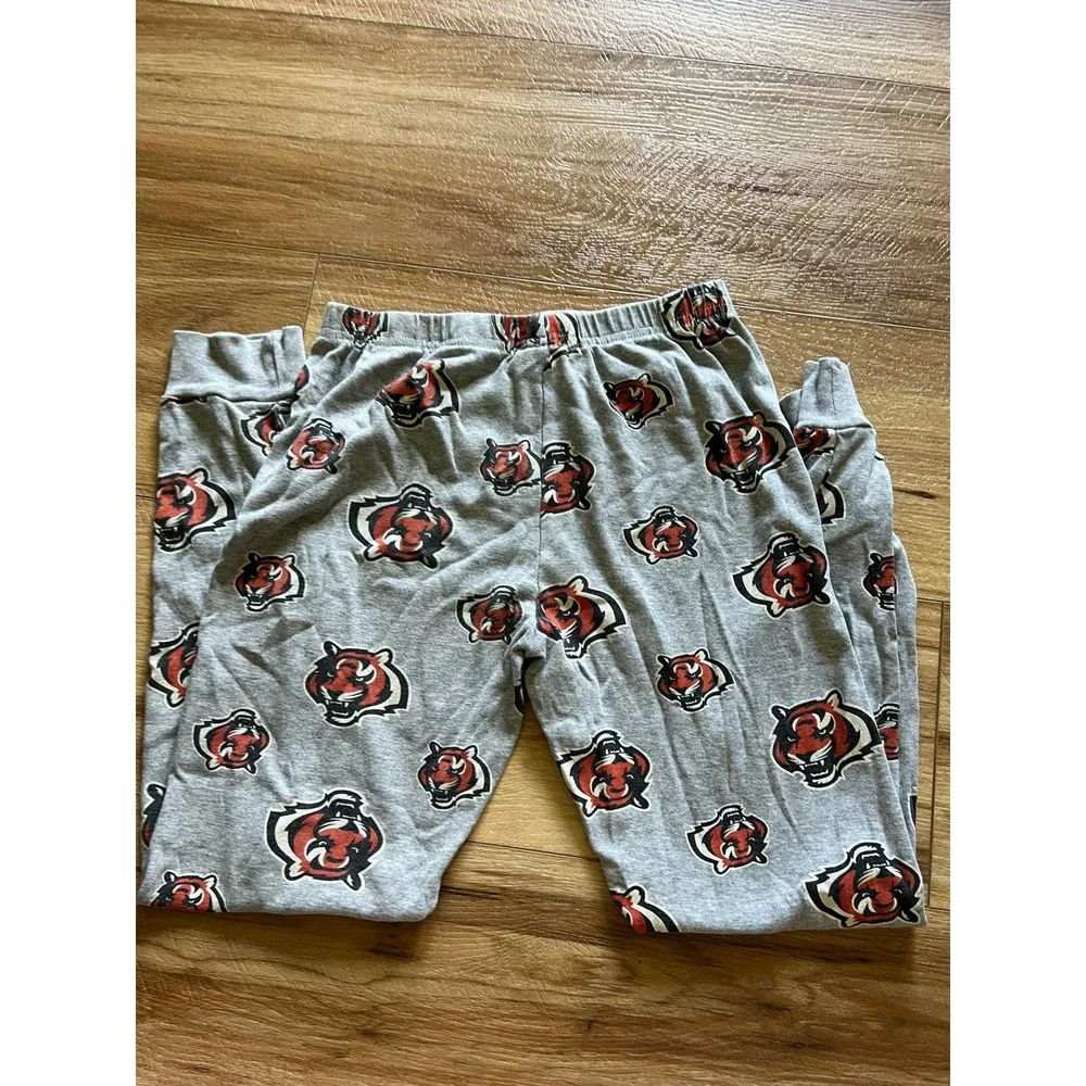 NFL‎ Cincinnati Bengals Pajama Pants Kids Med 10/12 Gray All Over Print Joggers